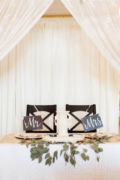Mr. & Mrs. Signs at wedding reception